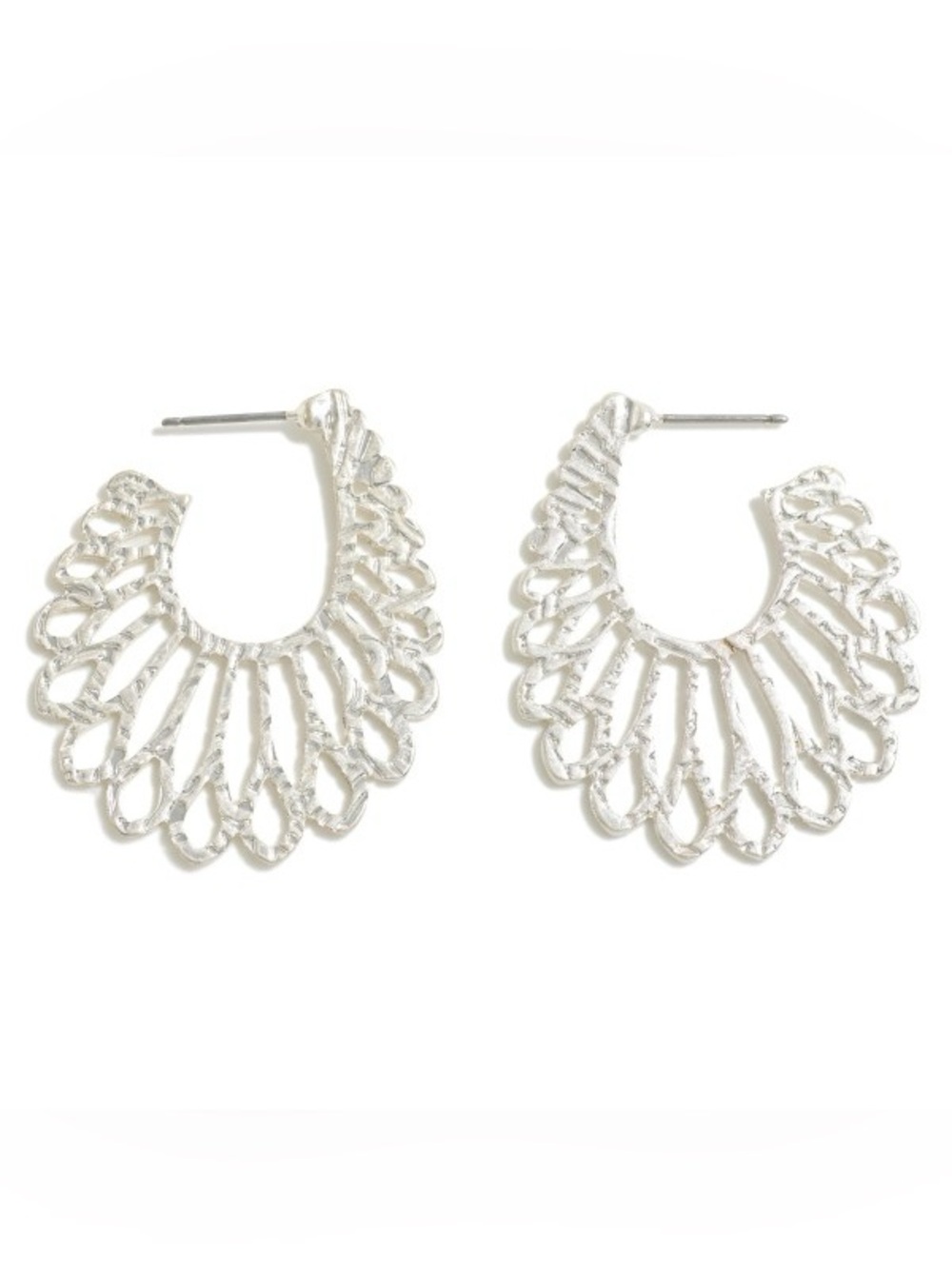 Simply Noelle Silver Scalloped Openwork Hoop Earrings